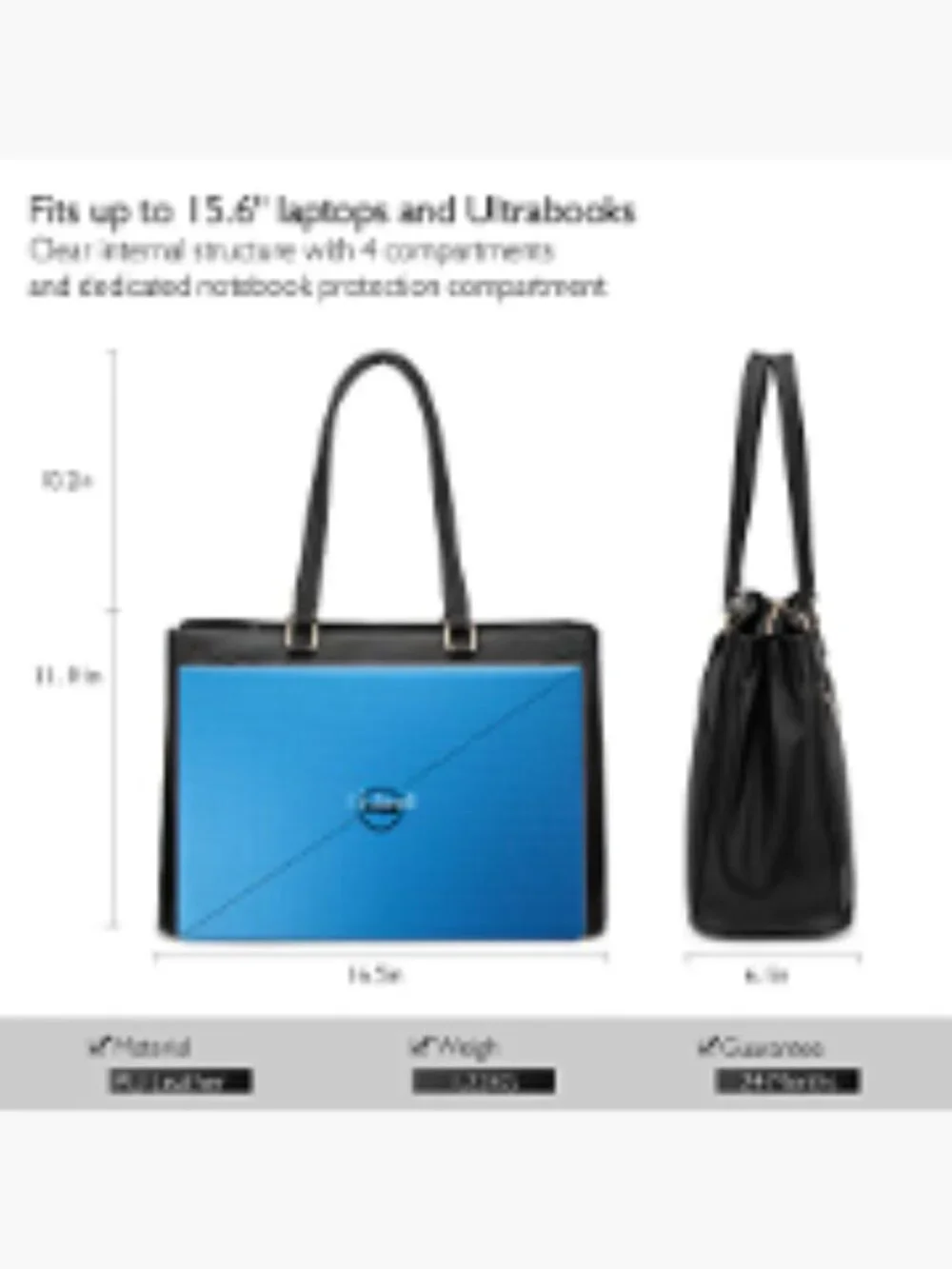 Waterproof Faux Leather Laptop Tote Bag for Women 15.6 Inch Business Work